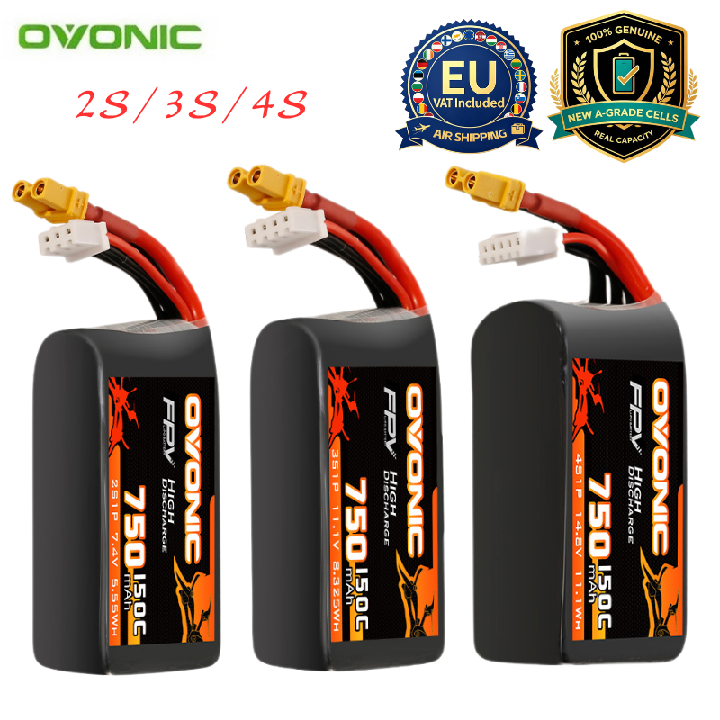 Drone Battery 3S - HOT OVONIC 150C 750mAh 7.4V/11.1V/14.8V リチウムポリマーバッテリー（XT30プラグ付き）。RCヘリコプター、クアッドコプター、FPVレーシングドローン用パーツ。