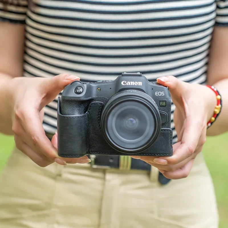 キヤノンR8/RP用、手作りの本革製カメラケース。保護カバー - Canon Camera Eos R8 のレビューと価格